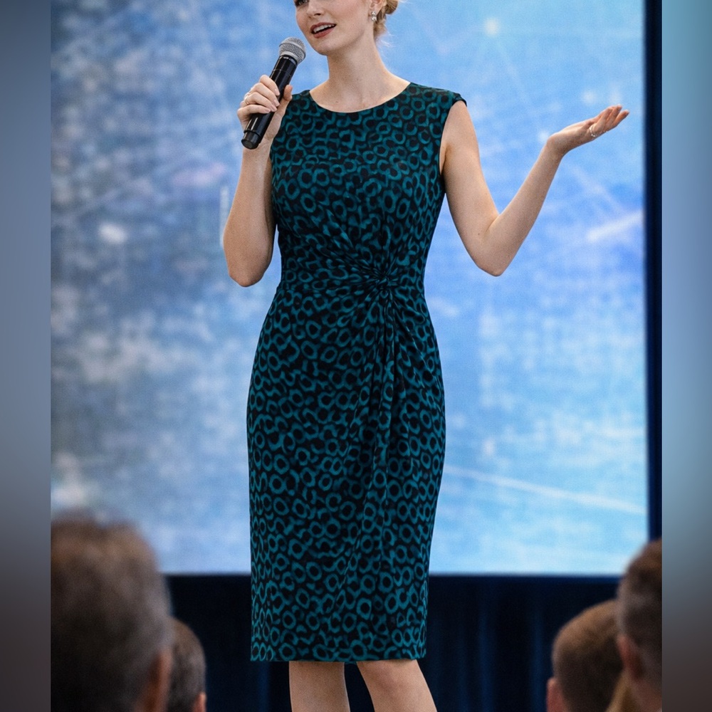 Ann Taylor Teal and Black Mini Dress